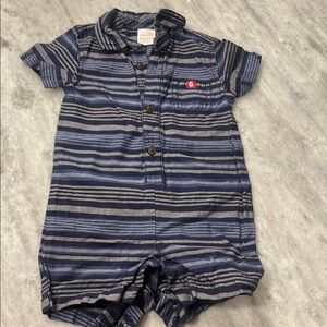 Striped Blue and Gray Baby Romper